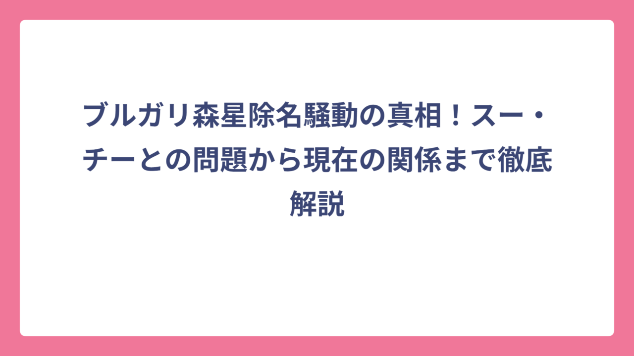 ブルガリ森星除名騒動の真相！スー・チーとの問題から現在の関係まで徹底解説