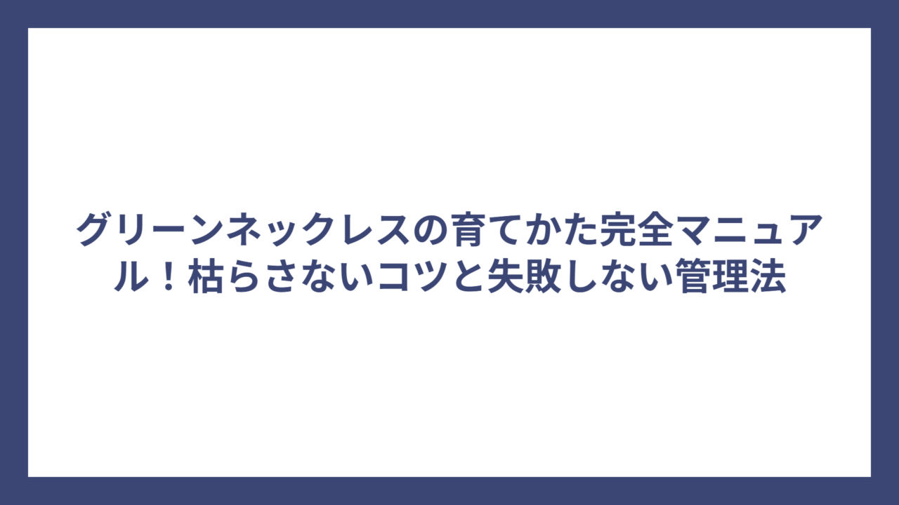 グリーンネックレスの育てかた完全マニュアル！枯らさないコツと失敗しない管理法