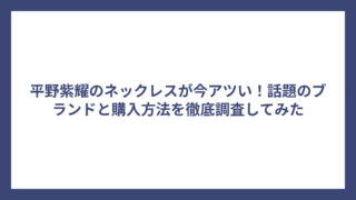 平野紫耀のネックレスが今アツい!話題のブランドと購入方法を徹底調査してみた