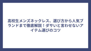高校生メンズネックレス、選び方から人気ブランドまで徹底解説！ダサいと言わせないアイテム選びのコツ